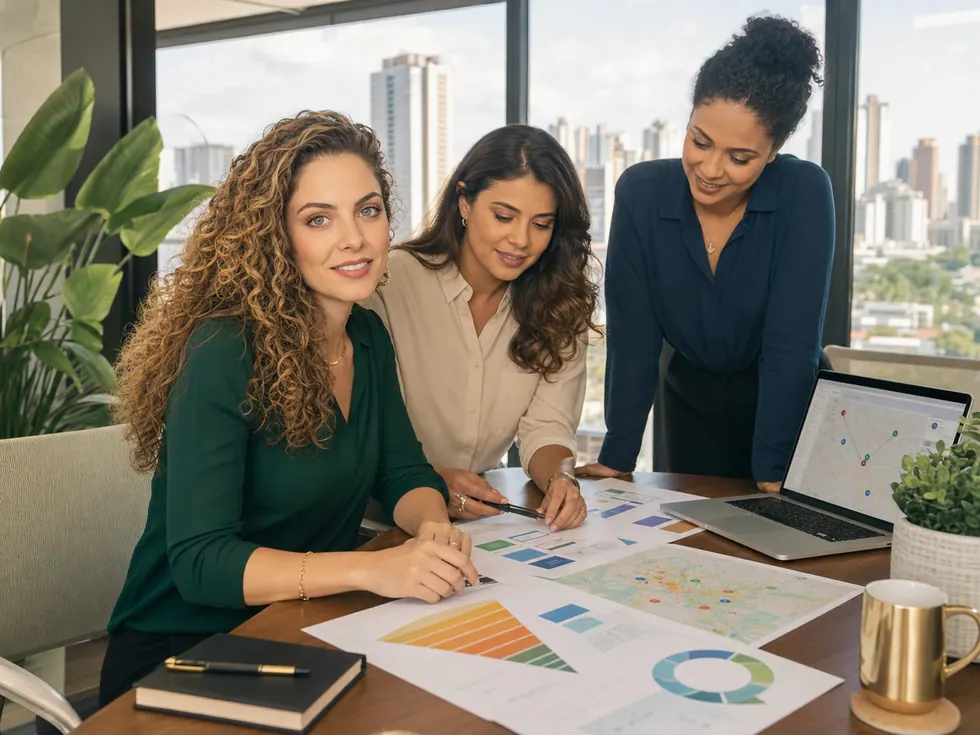 Consultoras planejando estrategia de SEO local em Goiania